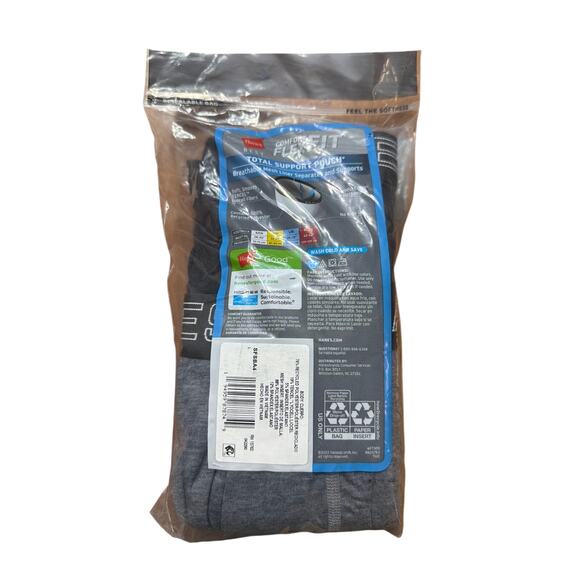 Hanes Mens Tagless Boxer Briefs with Support Pouch Black & Blue Size Large L New - Picture 3 of 4